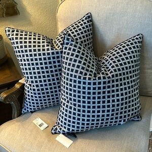 NWT Ralph Lauren throw pillows. Navy and white.  Set of two. 20” x 20”